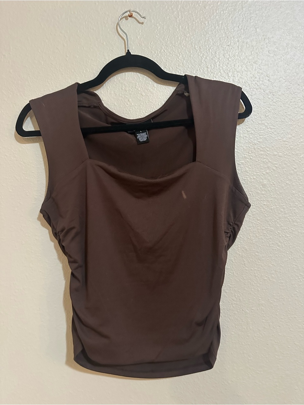 Square Neck Brown Women's Tank Top with Wide Straps